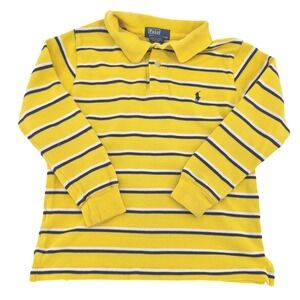 Polo Ralph Lauren Kids Long Sleeve Striped‎ Polo Shirt Yellow Size 5 Preppy